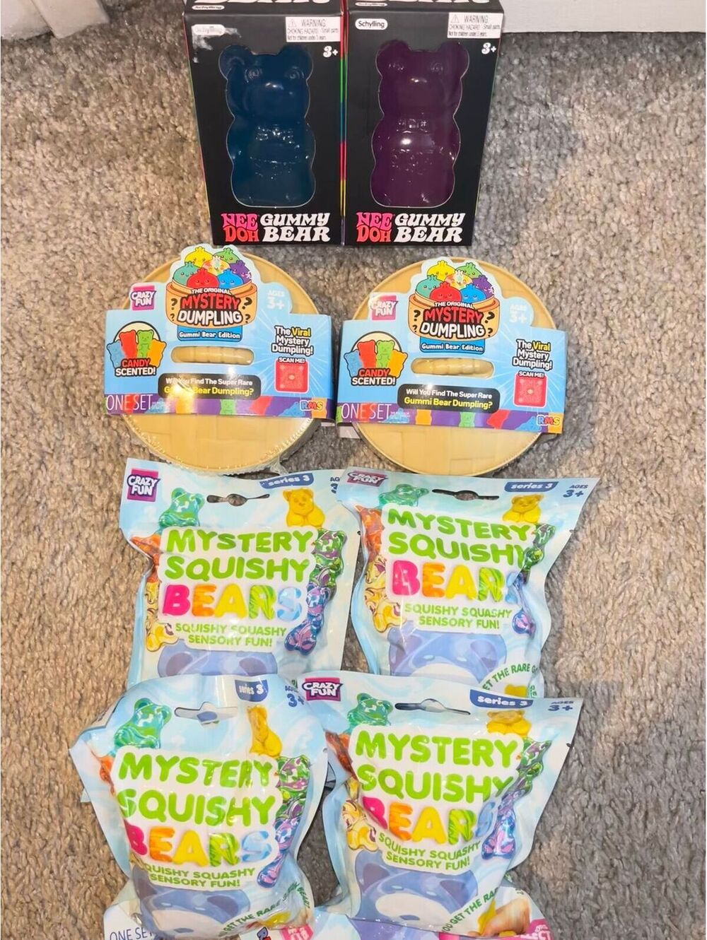 4pc Gummy Bear Squishy Bundle NeeDoh RMS Dumpling Mystery Bears Sealed